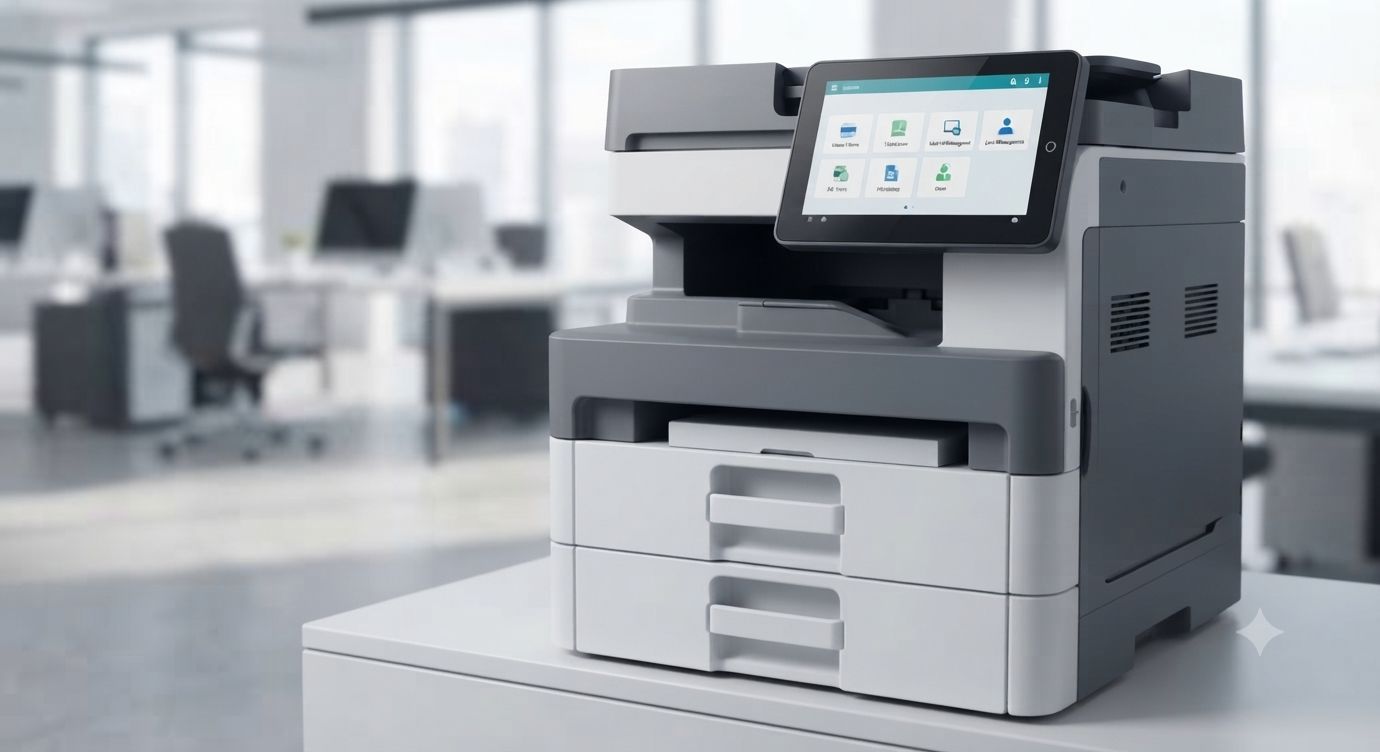Modern Creative Studio Workspace with All-in-One Printer